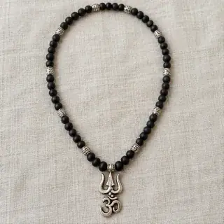 Karungali Mala with Om Shiva Trishul Pendant Shiv Karungali Mala natural Vedic gemstone