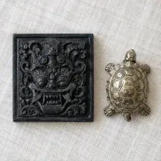 Kirtimukha & Pyrite Tortoise Combo Kirtimukha Protection Set natural Vedic gemstone