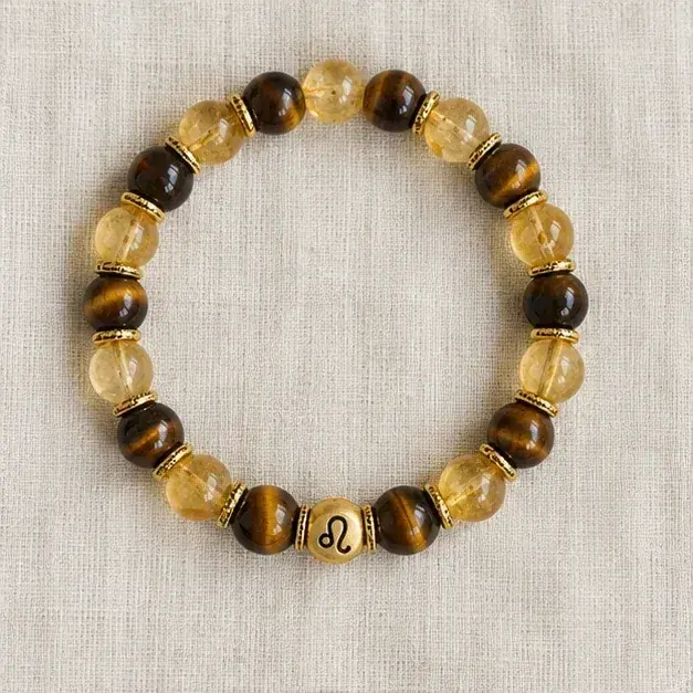 Indian cinema-inspired editorial styling with Leo Tiger Eye & Citrine Zodiac Bracelet jewellery