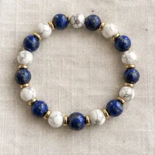 Libra Lapis & Howlite Zodiac Bracelet Tula Rashi Bracelet natural Vedic gemstone