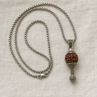 Rudraksha Hanuman Gada Pendant Hanuman Gada Pendant natural Vedic gemstone