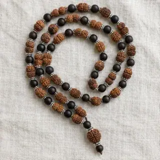 Rudraksha & Karungali Protection Mala Divya Raksha Mala natural Vedic gemstone