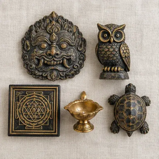Indian cinema-inspired editorial styling with Ultimate Vastu Protection Combo jewellery