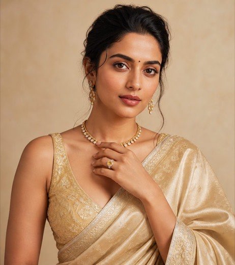 Indian cinema-inspired editorial styling with Yellow Sapphire jewellery