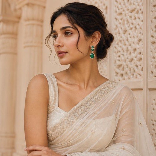 Indian cinema-inspired editorial styling with Emerald jewellery
